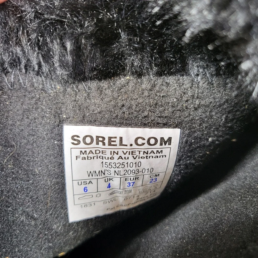Sorel Tofino Women Waterproof Winter Snow Boots Black Suede Faux Fur NL2093 Sz 6